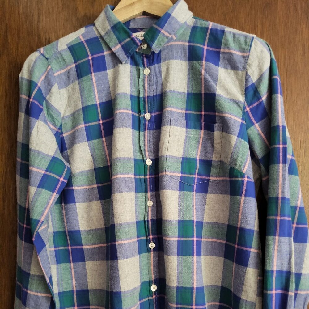J.Crew long sleeve Shirt madras Caro Size M cotton flannel